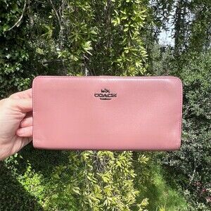 COACH Pink Leather Slim Wallet Credit Card Holder w Gunmetal Hardware AUTHENTIC